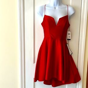 Criss-cross Back Lined Spaghetti Strap Short‎ Dress Junior 5 Red Cocktail Party